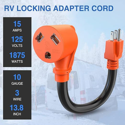 Nilight 15 Amp to 30 Amp RV Power Adapter Cord ETL Listed 5-15P TT-30R