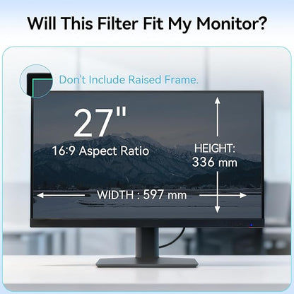 [2-Pack] 27 Inch Anti Blue Light Screen Protector Compatible With Lenovo Hp Dell Acer Asus Samsung etc Monitor 16:9 Aspect, Removable Anti Glare Filter Uv Blocker Shield Cover Eye Protection Film Laptop