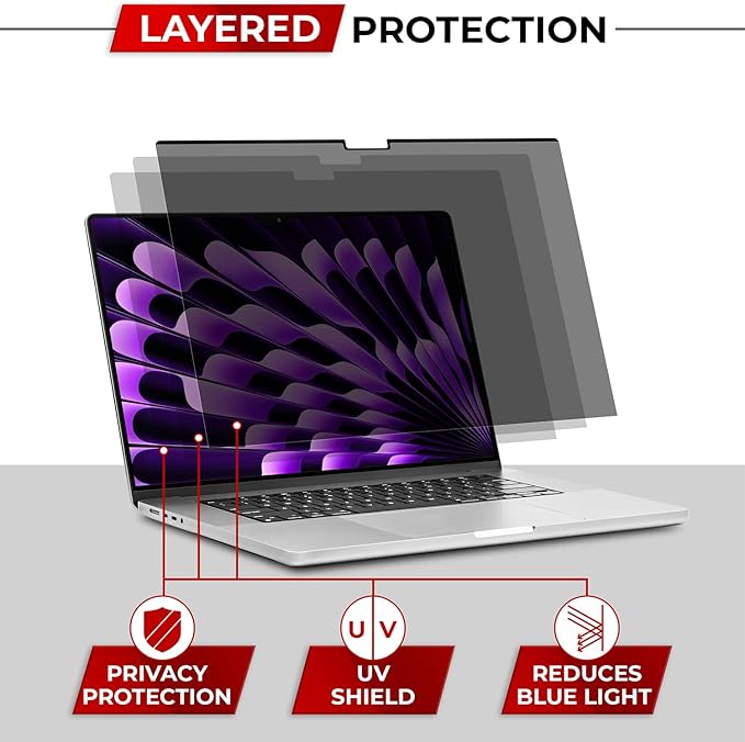SightPro Magnetic Privacy Screen for MacBook Air 13 & 13.6 Inch (2022-2026, M2-M5) Patented Removable Laptop Privacy Filter Shield and Protector