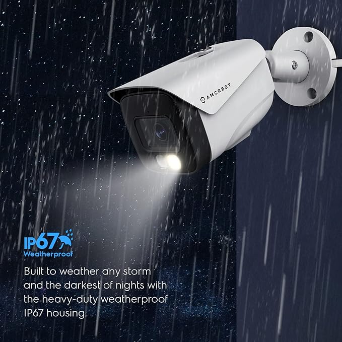 Amcrest UltraHD 4K (8MP) IP PoE AI Camera, FOV 129°, 49ft Color Nightvision, Security Outdoor Bullet Camera, Human & Vehicle Detection, Active Deterrent, 4K @15fps, (REP-IP8M-2796EW-AI) (Renewed)