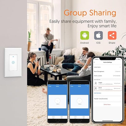 Upgraded Smart Light Switch WiFi Switch Touch Wall Switch 1 Gang | Compatible with Alexa Google Home (Turn On/Off Indicator Light )