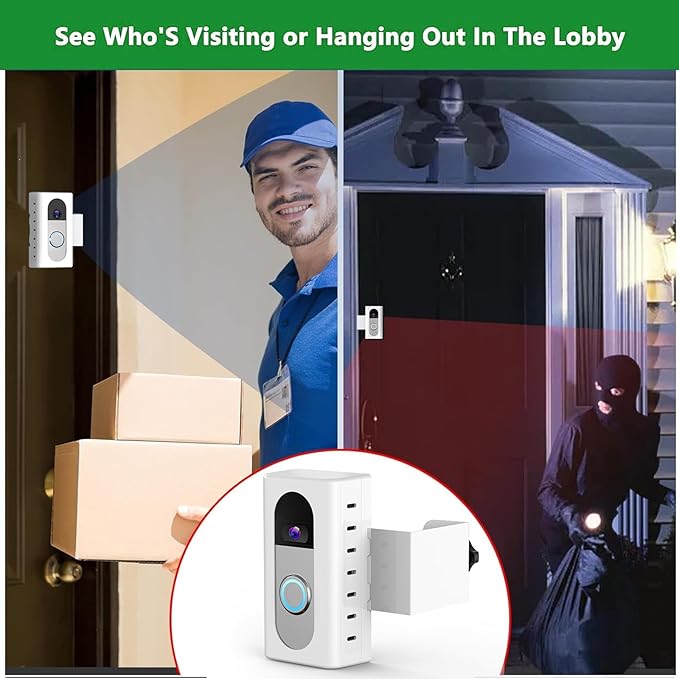 QIBOX Anti-Theft Video Doorbell Mount Compatible with Ring/Blink Video Doorbell 4/3/3 Plus/2/1/(2020 Release), Adjustable No-Drill Mounting Bracket Adapter Holder Accessories for Home Rentals, White