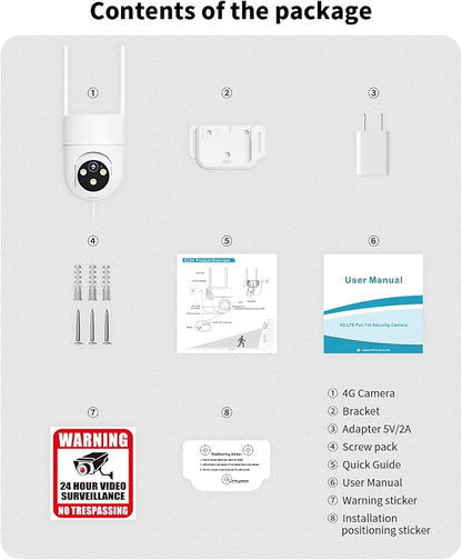 LIWAN Wired Cellular Security Camera, No WiFi Needed, Indoor, White, 1 Pack