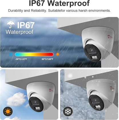 Anpviz 4MP Wired PoE IP Camera with Mic, Turret IP Security Camera Outdoor Indoor, Smart Dual Light Color Night Vision, AI Human Motion Detection, 2.8mm Lens, IP67 Waterproof, IPC-D3E43WD-S (H Series)