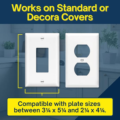 Power Perch Outlet Shelf Organizer for Alexa Echo Dot, HomePod Mini Speakers, Phone - Wall Outlet Holder with Cord Storage Strap - Socket Shelf Bathroom Kitchen Counter Charging Station - White 2 Pack