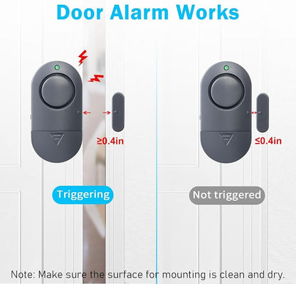120DB High Decibel Door Window Alarms for Home Security, Toddler Child Safety Entry Open Alert Door Chime, Anti Intrusion Sensor for Household Store Apartment Garage, 10 Pack Gray