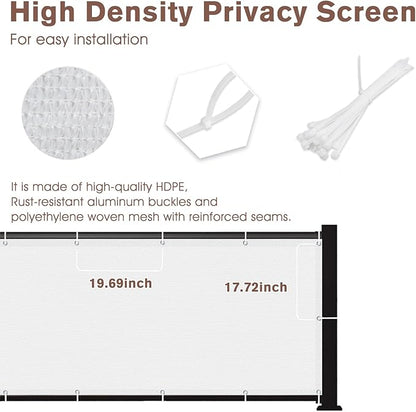 SUNNY GUARD 3FTx16FT White Balcony Privacy Screen Fence, Apartments Railing Heavy Duty Wind Screen for Outdoor, Deck，Backyard,Patio Privacy（We Make Custom Sizes）