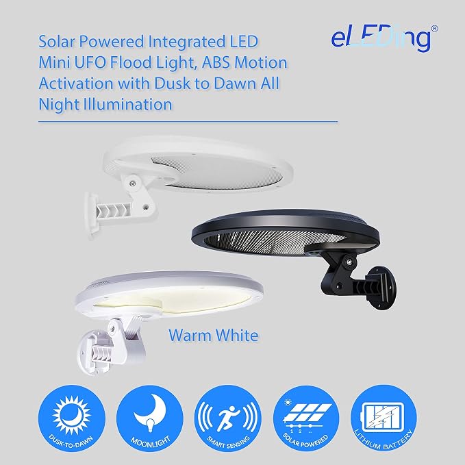 EE805W56 Solar Motion Sensor Security Wall Light – 56 LED Outdoor Solar Powered Light, 50W Equivalent, Dusk-to-Dawn Dim-to-Bright Mode, 180° Detection, IP65 Waterproof for Patio, Yard, Garden & Porch