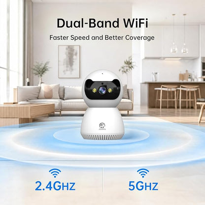JOOAN 2K Indoor Security Camera, 5G/2.4G WiFi Pet Camera, Color Night Vision, PTZ Auto Tracking, Motion & Sound Detection, 2-Way Audio, for Baby/Elderly, Multi-User Shared, Local & Cloud Storage