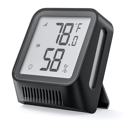 X-Sense Wi-Fi Thermometer Hygrometer with LCD, Base Station not Included | Clear LCD Display for Real-Time Indoor Temperature and Humidity, Black