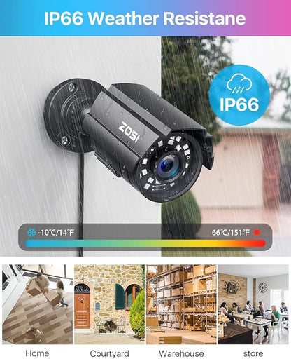 ZOSI 8CH 3K Lite Home Security Camera System Outdoor Indoor, AI Human/Vehicle Detection, Night Vision, 4pcs 1920TVL 1080P Metal CCTV Cameras, Remote Access, H.265+ 8 Channel Video DVR No Hard Drive