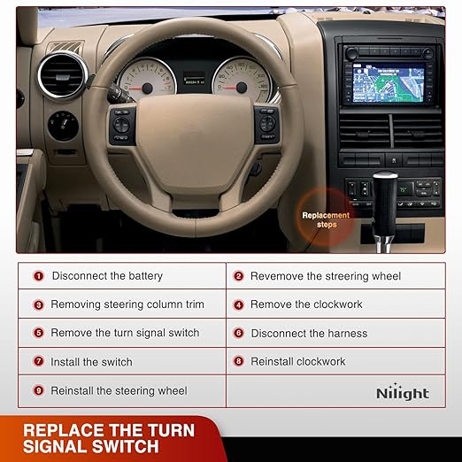Nilight Turn Signal Switch Compatible with 2006 2007 2008 2009 2010 Ford Explorer 2006-2010 Mercury Mountaineer Windshield Wiper Multifunction Combination Lever Switches