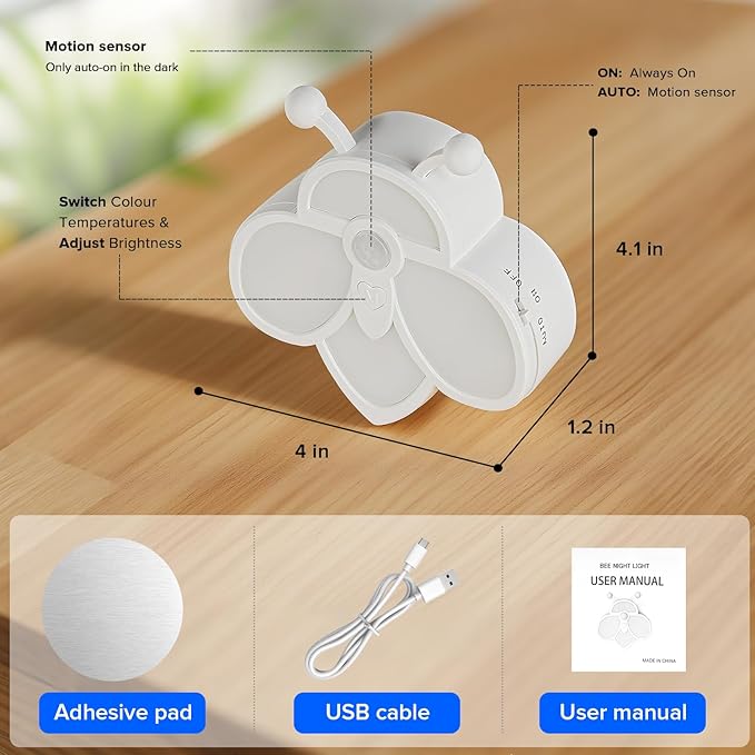 Motion Sensor Stair Lights Indoor - Rechargeable Dimmable RGBW & Warm White Night Light, Magnetic Mount Motion Activated Battery Lamp for Step Hallway Bathroom Cabinet Closet(Yellow, 4 Pack)
