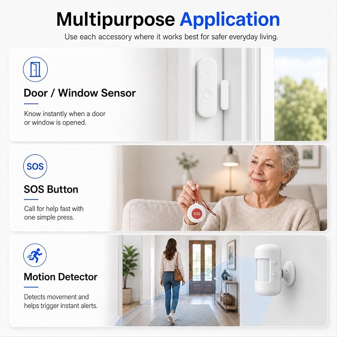 GEN 2 Wireless Home Security System, 16-Piece DIY Alarm Kit for House & Apartment, WiFi & 4G Touchscreen Hub, Door Sensors, Motion Detectors, App Alerts, 120dB Wired Siren, No Monthly Fee