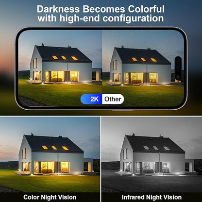 Cameras for Home Security, 2K Security Cameras Wireless Outdoor with Motion Detect & Color Night Vision, Security Camera Support SD/Cloud Storage, Outdoor Camera Battery Operated Waterproof