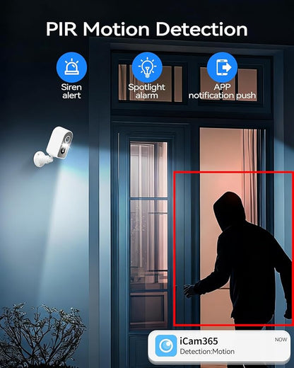 KKB Security Cameras Wireless Outdoor Magnetic, 2K Smart WiFi Camera Indoor for Home Security, Long Battery Life Powered, AI Motion Detection, Color Night Vision, iCam365 APP, 2 Way Audio