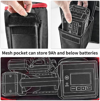 Air Compressor Bag for Milwaukee M18 Inflator 2848-20/2771-20 | Oxford Fabric, Dual Battery Pockets for 3.0-9.0Ah Packs, Accessory Organization for Garage and Vehicle, Black, Case Only