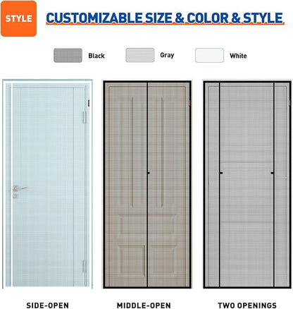 MAGZO Customized Magnetic Screen Door, Sturdy Magnets Double Mesh Door Screen Curtain with Full Frame Hook & Loop for Sliding Entrance