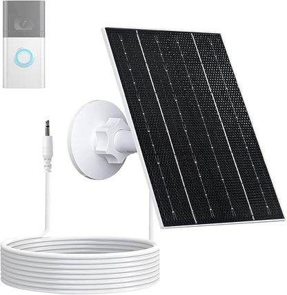 4W Solar Panel with Battery Pack for Ring Video Doorbell 2/3/3 Plus/4, IP65 Waterproof, 360° Adjustable Mount, 16.4ft Cable