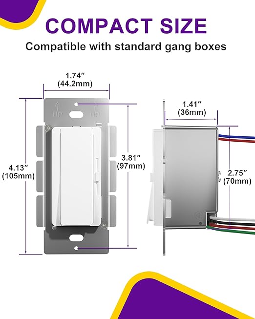HitLights LED Driver and Dimmer Switch in One 120W, 120V AC to 12V DC, Compatible with Most Solid Color 12V Strip Tape Lights, UL Listed, Single-Pole/3-Way, EZDim Pro, White