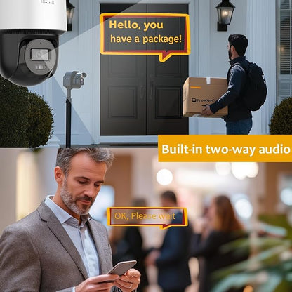 DS-2DE2C400MWG-E 4MP Mini PT POE Outdoor Camera, 2.8MM Wide Lens, H.265+, Smart Hybrid-light, Support Human Detection and Auto-tracking, Built-in Microphone, Speaker, Card Slot(Up to 512 GB), IP66