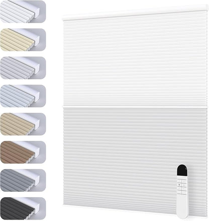 Motorized Day Night Cellular Shades, Smart Electric Double Honeycomb Blinds with Remote, Blackout and Light Filtering Fabric, Automatic Cellular Blinds for Home and Office Indoor Windows