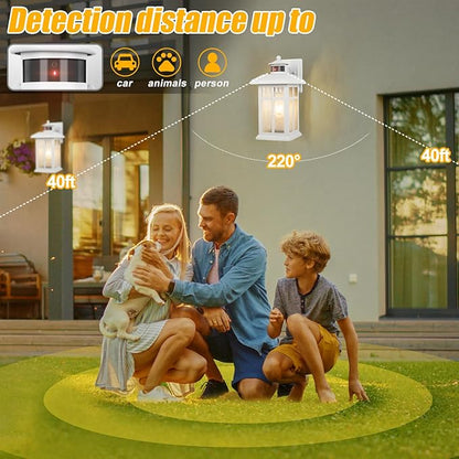 Brilvibera 2 Packs Motion Sensor Outdoor Lights, Outside Light Fixtures for House White, Porch Lights Outdoor 2- Pack with E26 Sockets & Tempered Glass, Waterproof Exterior Wall Lights Motion Sensor