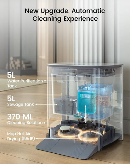 Lefant T1 Self-Cleaning Robot Mop, Smart Mapping Lidar dToF Sensors, No-Go Carpet, 5L Large Water Tank, 40°Hot Air Washing and Drying Mop, Compatible with Alexa, Ideal for Multiple Rooms