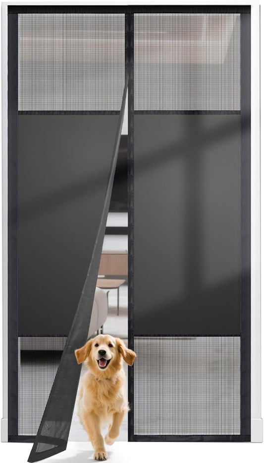 Magnetic Screen Door with Privacy Protection, PET Mesh Screen Fit for Door Size 36x82 Inch (Product Size 38x83 Inch), Pet Friendly Screen Curatin for Doorway to Keeps Bugs Out