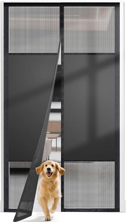 Magnetic Screen Door with Privacy Protection, Thick PET Mesh Screen Fit for Door Size 36x80 Inch(Product Size 38x81 Inch), Pet Friendly Screen Curatin for Doorway to Keeps Bugs Out
