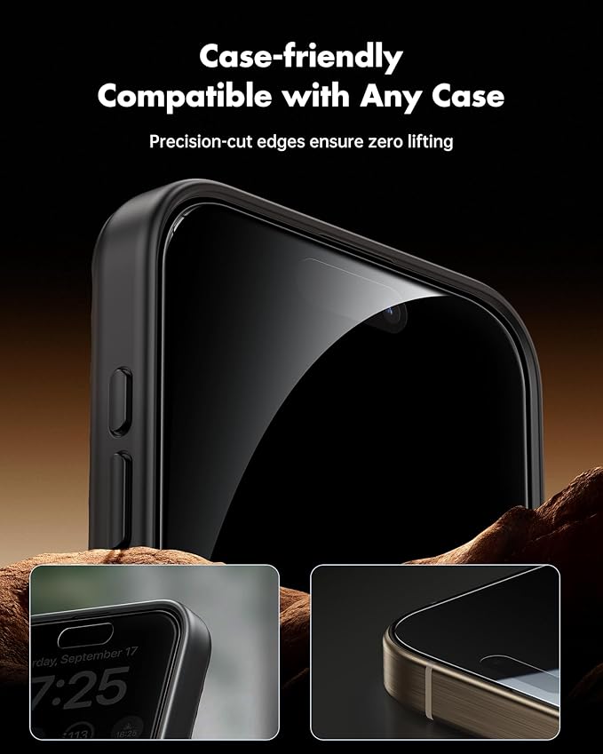 UNBREAKcable Privacy Screen Protector for iPhone 15 Pro Max, Shatterproof Tempered Glass [True 28°Anti Spy] [9H Hardness] [Easy Installation Frame] Private Protector for iPhone 15 Pro Max 6.7"-2 Pack