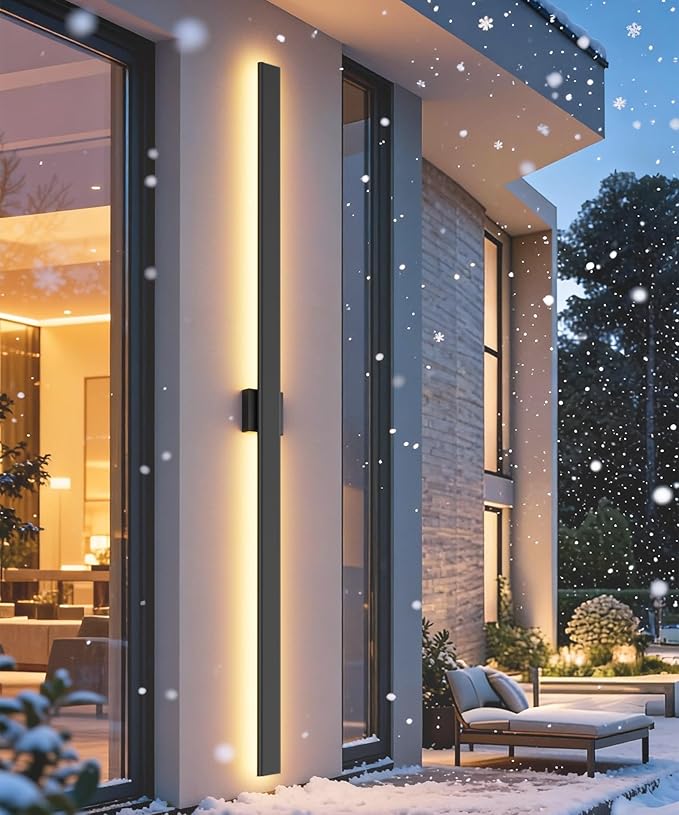 Aipsun Black Outdoor Wall Sconces 3000K 4000K 6000K 71in Modern Exterior Light 1 Pack, Long LED Linear Wall Light Outside Lighting for Entrance, Hallway, Garage, Porch(3CCT)