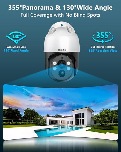 (2026 New) 4K PoE PTZ Security Camera System with 10'' Monitor, 8CH NVR, 6 Wired Outdoor Cameras, Pan Tilt Auto Tracking, AI Human Detection, Free App, No Monthly Fee, IP65