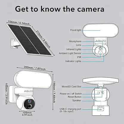 Solar Floodlight Camera with 1500LM Bright Lights-2K Wireless Outdoor Security PT Cam, Motion Activated Color Night Vision Illuminates Entire Yard & Driveway, No Monthly Fee, 64GB SD Card Included