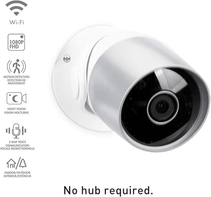 GLOBE Electric Wi-Fi Smart Indoor/Outdoor Security Camera, No Hub Required, Voice Activated, 1080p, Motion Detection, 2-Way Voice, Night Vision, Silver and White,50108