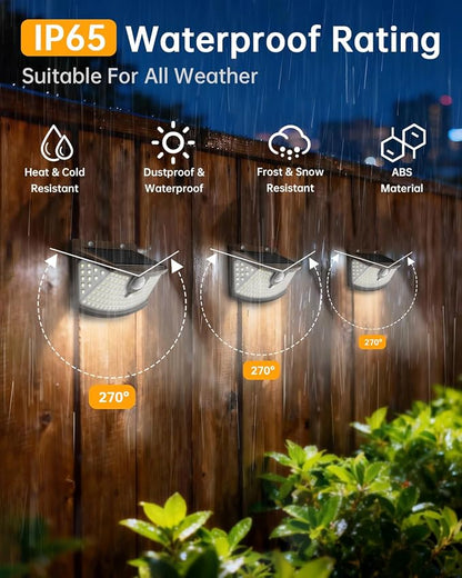Aootek Solar Motion Sensor Lights Outdoor 120 LEDs, Brown, 6 Pack | Lights Reflector, 270° Wide Angle, IP65 Waterproof, Step Lights For Front Door, Yard, Garage, Deck