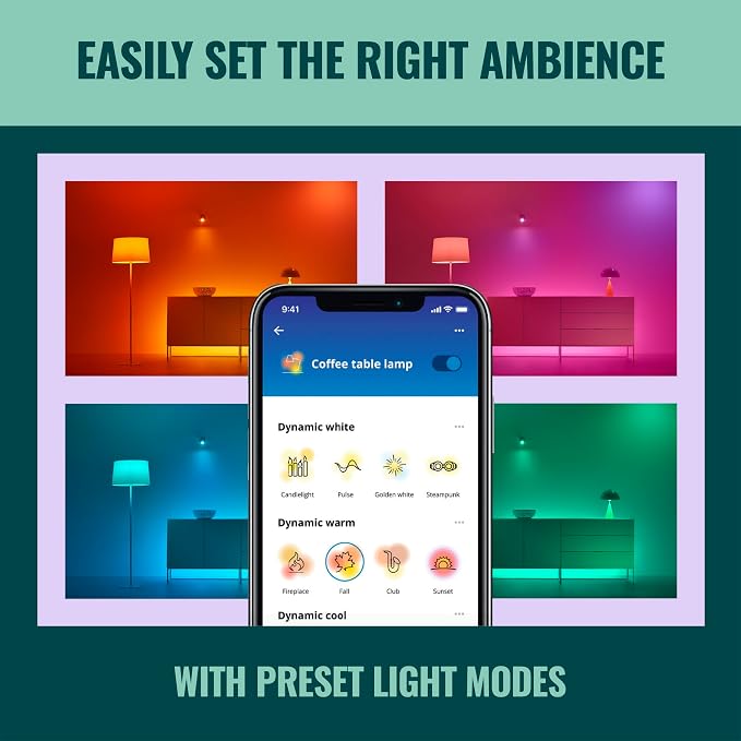 WiZ Connected LED Smart Light Bulbs, Sunset to Sunrise Automation + Motion Detection + Control with Voice or App, Full Color A19 60W 800LM E26 Indoor, Matter Compatible - 6 Pack