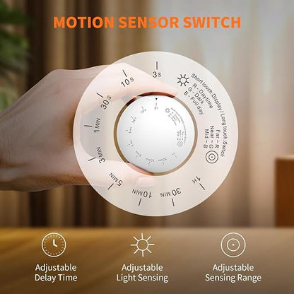Wireless Motion Sensor Light Switch with Built-in Timer Settings, PIR Motion Sensor Plug Outlet with 3 Adjustable Ranges, Auto On/Off, Ideal for Garage & Storage Room, Compatible with All Light Bulbs