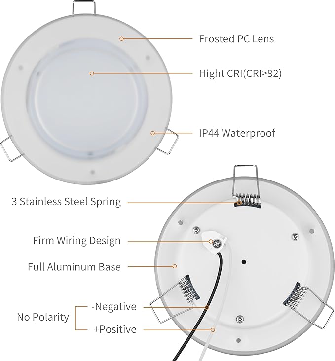 RVZONE 4.5 Inch RV Boat Recessed LED Ceiling Light 12 Volt LED RV Puck Light Cool White, 12V RV Interior Lighting Downlight for Under Cabinet Camper Van Truck Boat Yacht