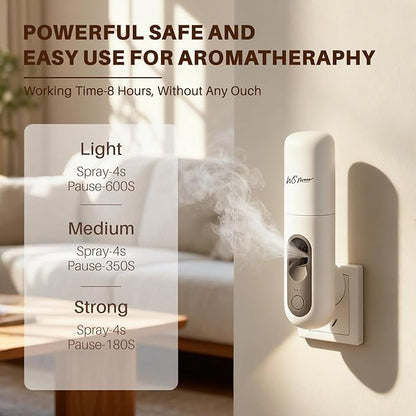 Waterless Essential Oil Diffuser for Home 161 Sqft - Plug in Waterless Diffuser Diffuser for Bedroom & Bathroom, 25dB Ultra-Quiet, Portable Wall Diffuser,Better with Pure Oil