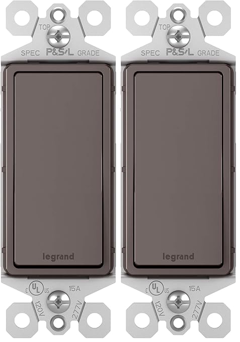 Legrand Radiant 15 Amp Rocker Wall Switch, Decorator Light Switches, Brown, 3-Way, TM873CC10 (Pack of 2)