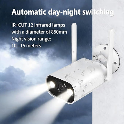 Security Camera Outdoor 2K 3MP, HD WiFi 2.4G Home Security Camera for Outside with IR & Color Night Vision, 2-Way Audio, IP66 Waterproof, Tuya/Smart Life App, Cloud & SD Card Storage (No SD Card)