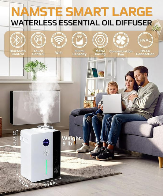 2026 Namste Waterless Diffuser HVAC Scent Diffuser - WiFi & APP & Touch Screen Control 6500 Sq.Ft Coverage - 800ML Essential Oil Diffusers Long Lasting Aroma for Whole House,Office,Hotel,Spa