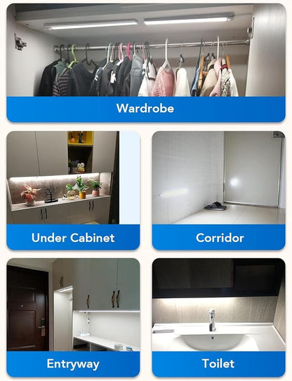 Motion Sensor Under Cabinet Lighting Indoor Plug in, 16" 12V LED Under Counter Lights Super Bright Magnetic for Kitchen/Hallway/Toilet/Garage/Closet(Cold White/6000K, 3 Pack)