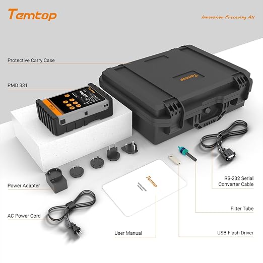 Temtop PMD331 Professional Particle Counter, 7-Channel Handheld Laser Dust Monitor (0.3-10μm), ISO 21501-4 Certified for Cleanroom, Laboratory & HVAC, 2M+ Data Logger with RS485 Modbus