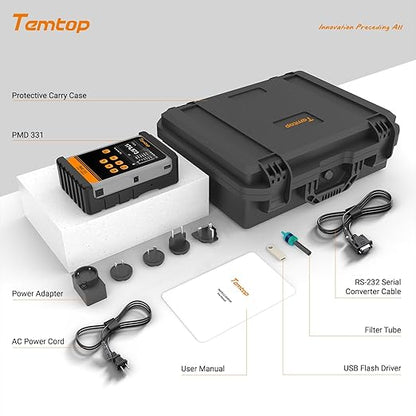 Temtop PMD331 Professional Particle Counter, 7-Channel Handheld Laser Dust Monitor (0.3-10μm), ISO 21501-4 Certified for Cleanroom, Laboratory & HVAC, 2M+ Data Logger with RS485 Modbus