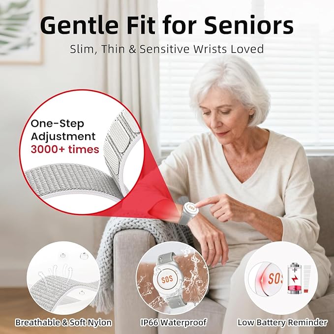 CallToU Wi-Fi Wireless Caregiver Pager Call Button for Elderly at Home, APP Emergency Alert Fall Help System for Seniors, Patients/Disabled Monitoring at Home (Black 4+1)
