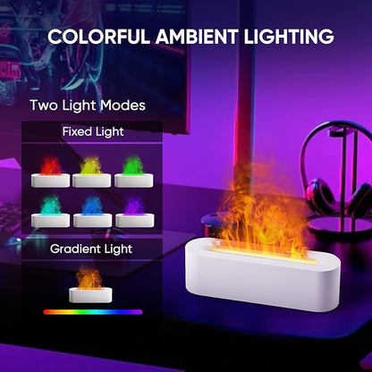YALEDI Essential Oil Diffuser, Fireplace Flame Fire Oil Diffuser, 150ml Ultrasonic Cool Mist Aromatherapy Humidifier, Scent Aroma Diffuser with 7 Colors Light, Timer & Auto-Off for Home, Room (White)