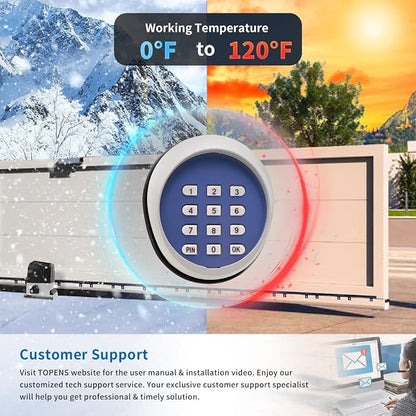 TOPENS TKP3 Wireless Keyless Entry Keypad | For Automatic Swing Sliding Gate Opener and Garage Door Opener, Digital Code Panel, Security Control, Outdoor Use