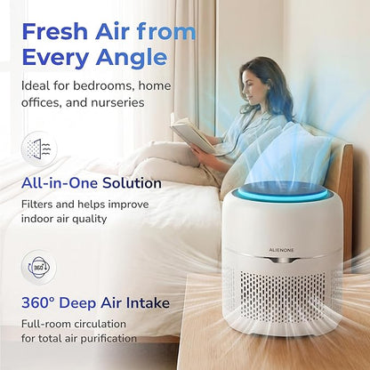 Bedroom Air Purifier, Small HEPA Air Purifier for Bedroom, Desk & Office, Compact Desktop Air Purifier for Home, Quiet Personal Air Purifier, Mini Air Purifier, H13 Filter, 300 Sq Ft